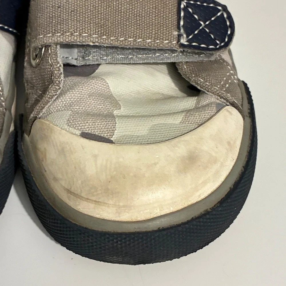 See Kai Run Kids Size 12 Camo Canvas Low Top Sneakers Grey Blue Double Strap